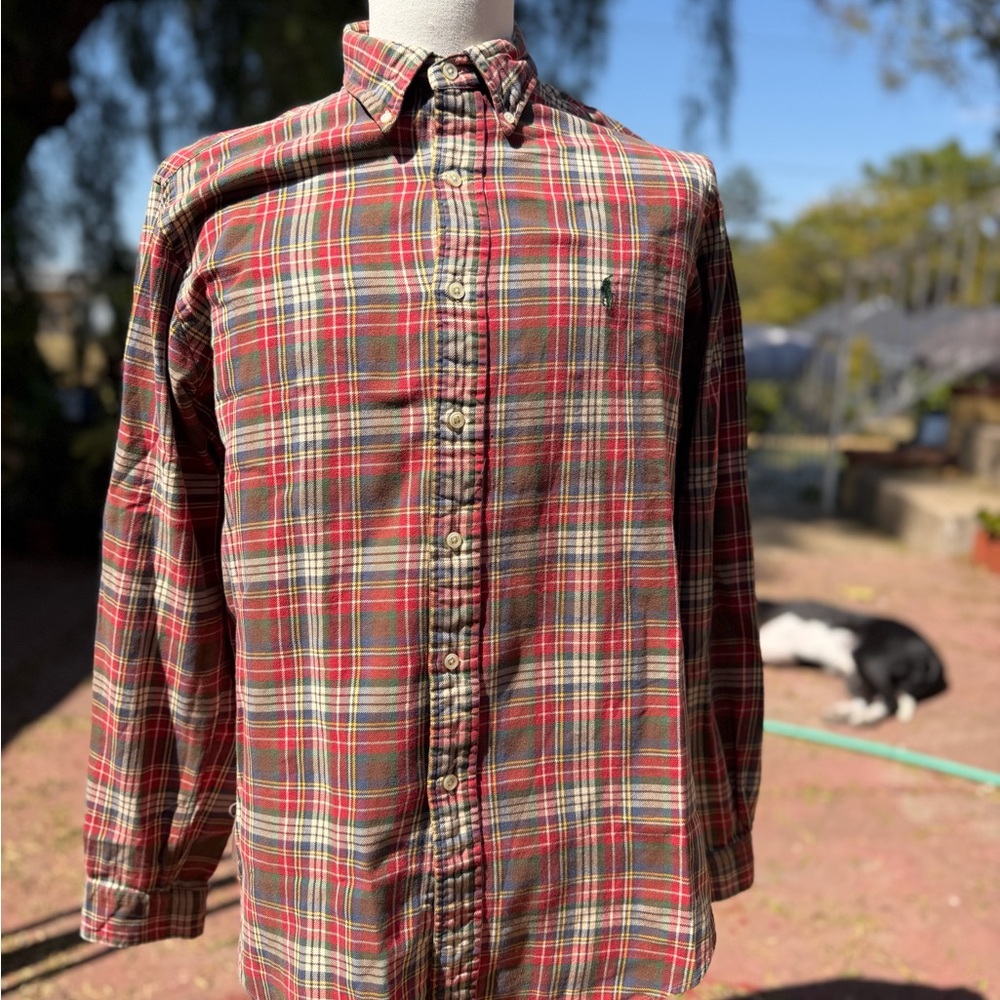 Ralph Lauren Red and Green Plaid Button-Down Shirt